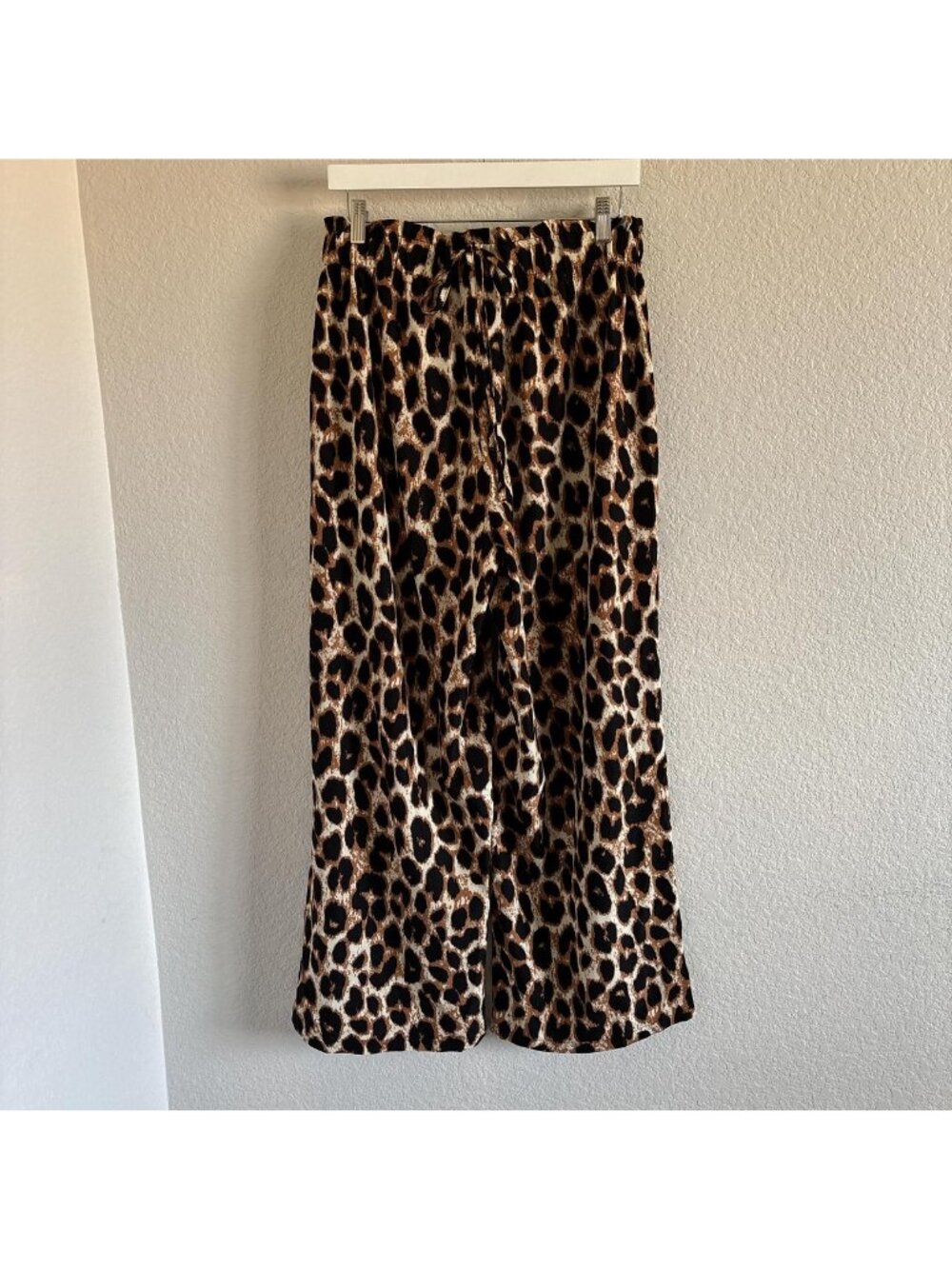 Leopard print wide leg pants SHEIN animal print womens XL beach vacation